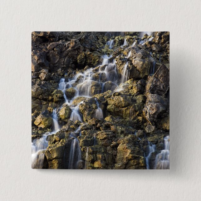 Bóton Quadrado 5.08cm Cai do salmão de rocha vulcânica 2 (Frente)