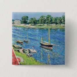 Bóton Quadrado 5.08cm Caillebotte - Sena na Argentina, Barcos ancorados