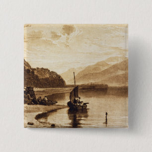 Bóton Quadrado 5.08cm Cais de Joseph Mallord William Turner   Inverary,