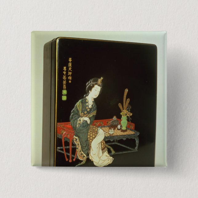 Bóton Quadrado 5.08cm caixa da escrita do Chinês-estilo (Frente)