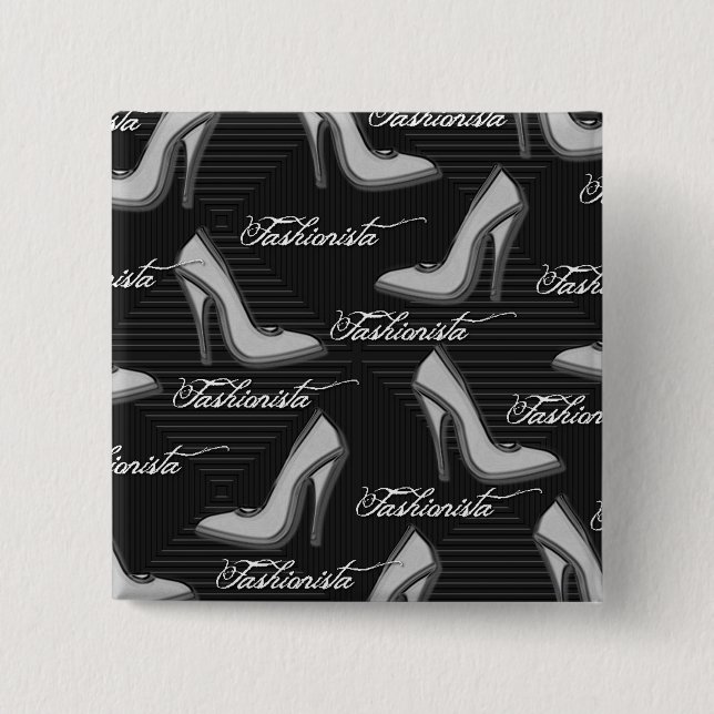 Bóton Quadrado 5.08cm Calçados Brancos - Botão Fashionista (Frente)