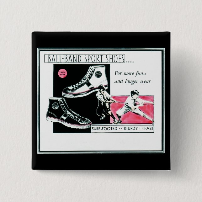 Bóton Quadrado 5.08cm Calçados do esporte da banda da bola de Mishawaka, (Frente)