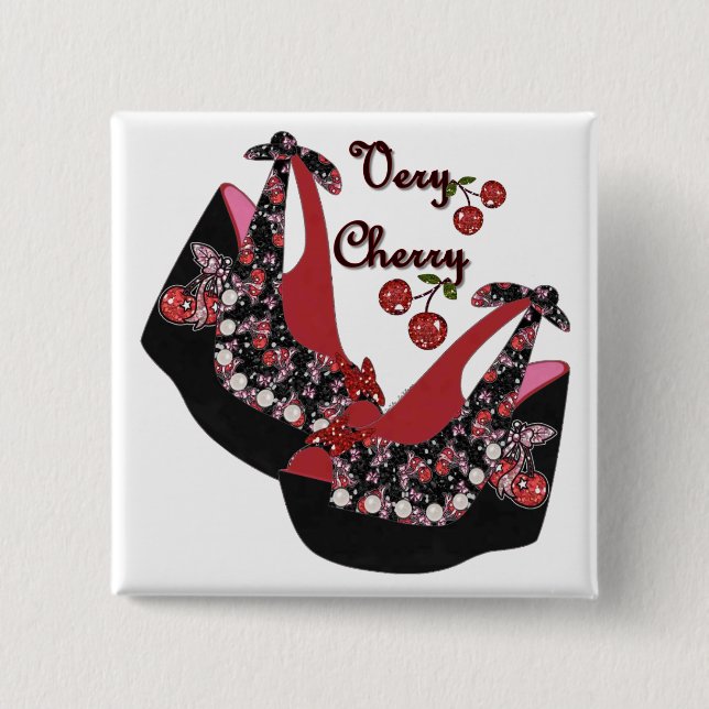 Bóton Quadrado 5.08cm CALÇADOS RAB Rockabilly Muito Cerejeiros (Frente)