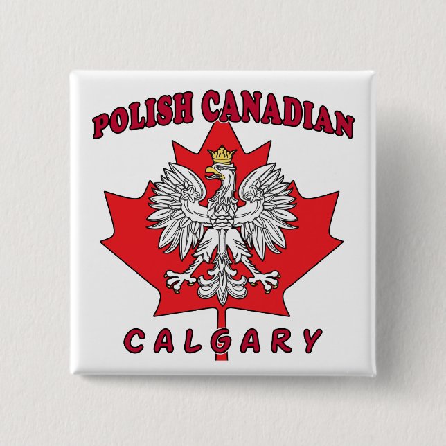Bóton Quadrado 5.08cm Calgary Polska Canada Leaf (Frente)