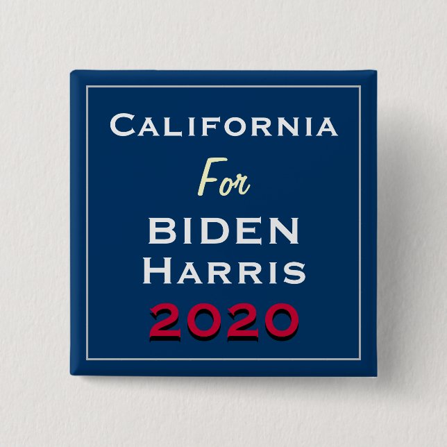 Bóton Quadrado 5.08cm CALIFÓRNIA Para BIDEN HARRIS 2020 Botão Quadrado (Frente)
