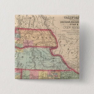 Bóton Quadrado 5.08cm Califórnia, Territórios de Oregon, Washington