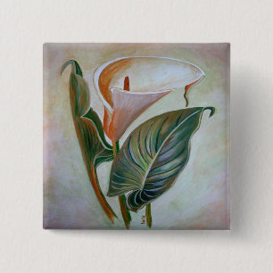 Bóton Quadrado 5.08cm Calla Lily Linda Arte Botânica