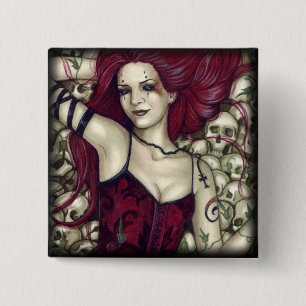 Bóton Quadrado 5.08cm Cama do botão dos crânios