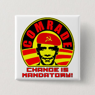 Bóton Quadrado 5.08cm Camarada Obama Botão