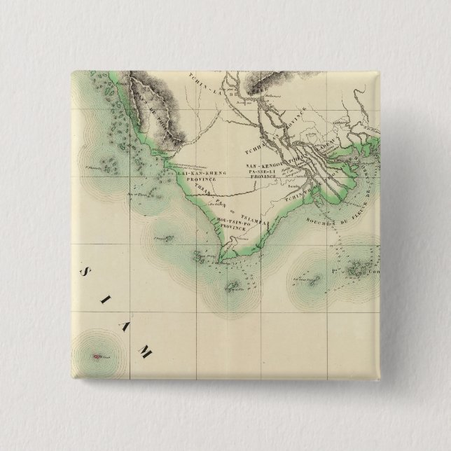 Bóton Quadrado 5.08cm Camboja, Ásia 110 (Frente)