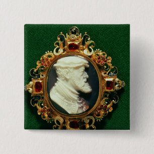 Bóton Quadrado 5.08cm Cameo que carrega o retrato de Charles mim da