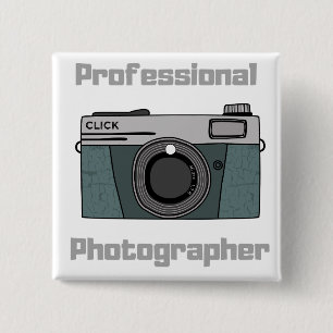 Bóton Quadrado 5.08cm Câmera de Fotógrafo Profissional Vintage Retro