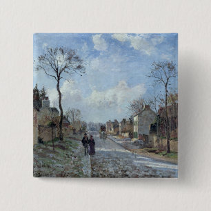 Bóton Quadrado 5.08cm Camille Pissarro a estrada a Louveciennes, 1872