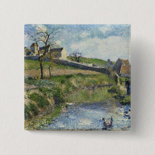 Bóton Quadrado 5.08cm Camille Pissarro a fazenda em Osny, 1883
