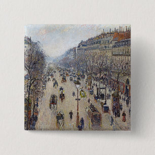 Bóton Quadrado 5.08cm Camille Pissarro - Boulevard Montmartre, manhã