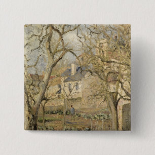 Bóton Quadrado 5.08cm Camille Pissarro   o jardim vegetal, 1878