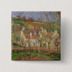 Bóton Quadrado 5.08cm Camille Pissarro os telhados vermelhos, ou canto