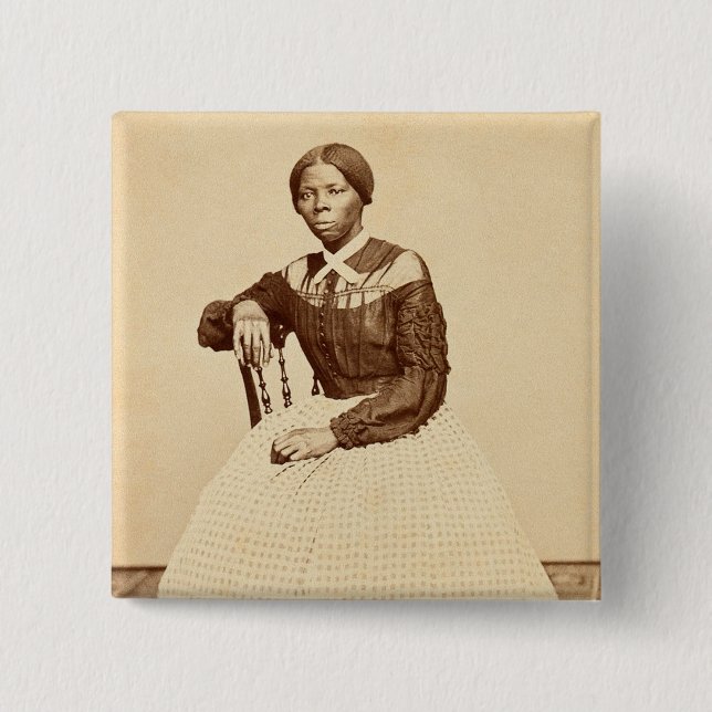 Bóton Quadrado 5.08cm Caminho de Ferro Subterrâneo Harriet Tubman (Frente)