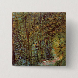 Bóton Quadrado 5.08cm Caminho na floresta por Vincent van Gogh