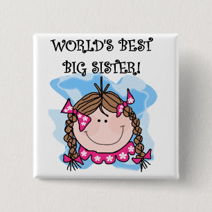 Bóton Quadrado 5.08cm Camiseta da irmã mais velha do mundo triguenho o