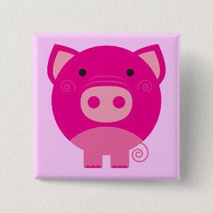 Bóton Quadrado 5.08cm Camiseta e presentes cor-de-rosa do porco