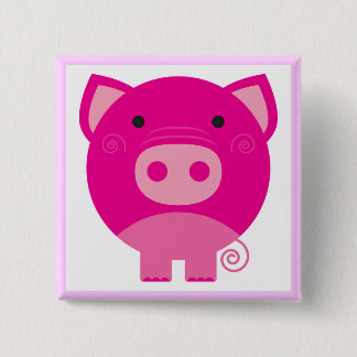 Bóton Quadrado 5.08cm Camiseta e presentes cor-de-rosa do porco