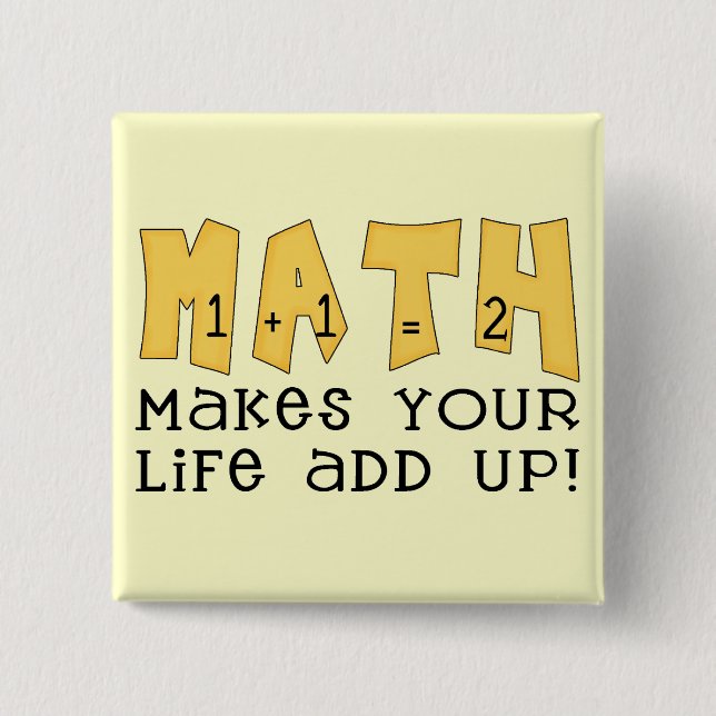 Bóton Quadrado 5.08cm Camiseta e presentes da matemática (Frente)