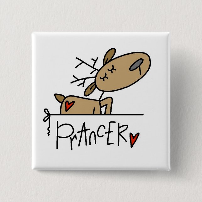 Bóton Quadrado 5.08cm Camiseta e presentes da rena de Prancer (Frente)