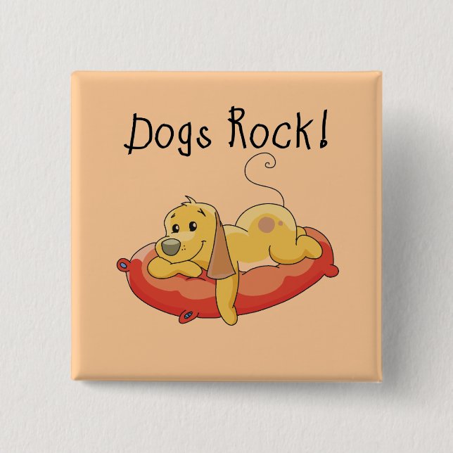 Bóton Quadrado 5.08cm Camiseta e presentes da rocha dos cães (Frente)
