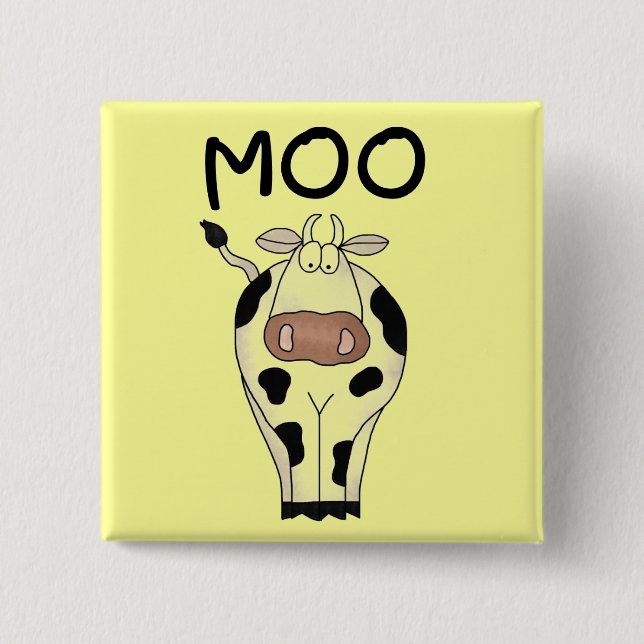 Bóton Quadrado 5.08cm Camiseta e presentes da vaca do MOO (Frente)