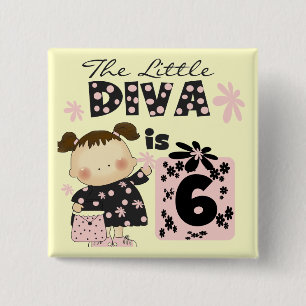 Bóton Quadrado 5.08cm Camiseta e presentes do aniversário da diva