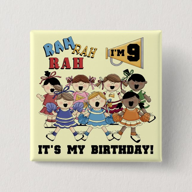 Bóton Quadrado 5.08cm Camiseta e presentes do aniversário do cheerleader (Frente)