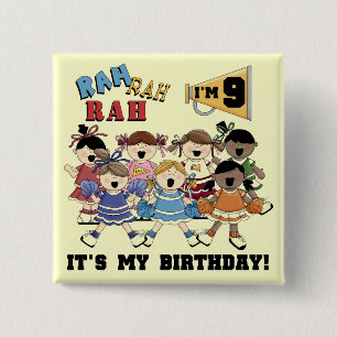 Bóton Quadrado 5.08cm Camiseta e presentes do aniversário do cheerleader