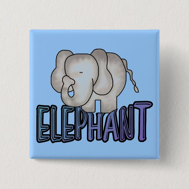 Bóton Quadrado 5.08cm Camiseta e presentes do elefante (Frente)