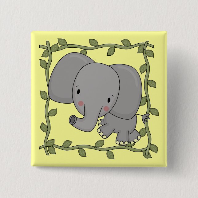 Bóton Quadrado 5.08cm Camiseta e presentes do elefante do bebê (Frente)