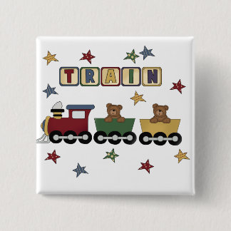 Bóton Quadrado 5.08cm Camiseta e presentes do trem do urso de ursinho