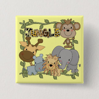 Bóton Quadrado 5.08cm Camiseta e presentes dos animais da selva do bebê