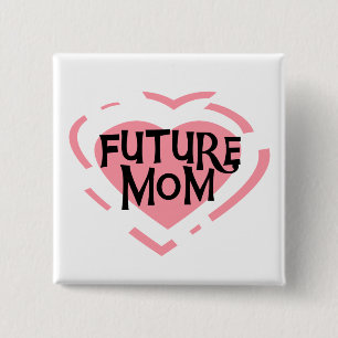 Bóton Quadrado 5.08cm Camiseta e presentes futuros do coração do rosa 