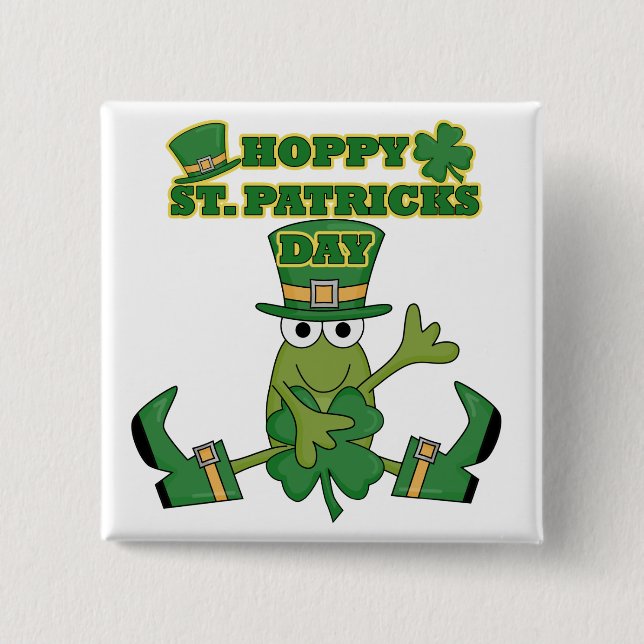 Bóton Quadrado 5.08cm Camiseta e presentes Hoppy do dia do St. Patricks (Frente)