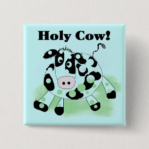 Bóton Quadrado 5.08cm Camiseta e presentes santamente da vaca