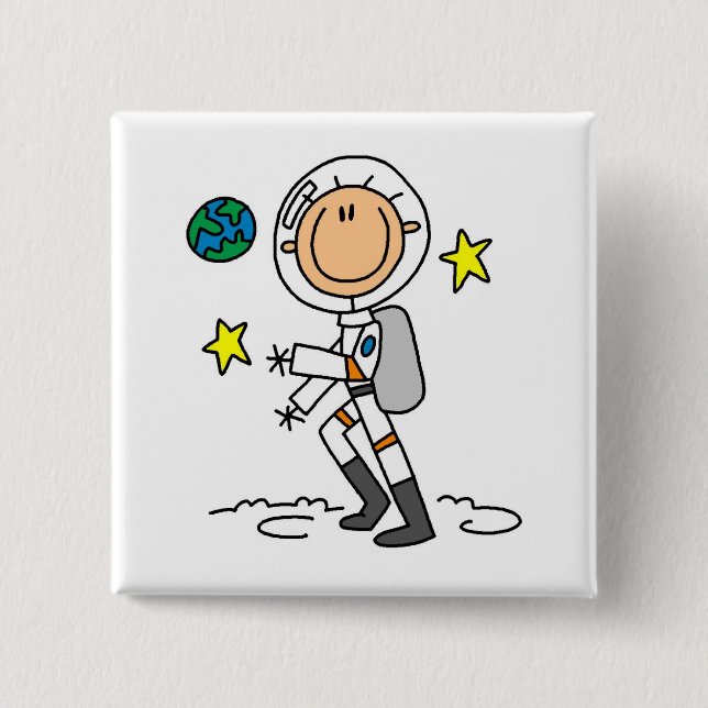 Bóton Quadrado 5.08cm Camisetas Básicas de Astronauta e Presentes (Frente)