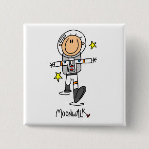 Bóton Quadrado 5.08cm Camisetas e Presentes Astronauta Passeio na Lua