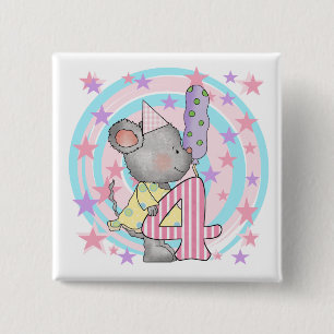 Bóton Quadrado 5.08cm Camisetas e presentes de 4 anos do rato