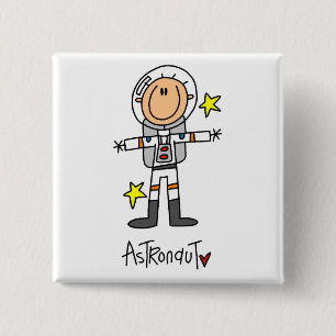 Bóton Quadrado 5.08cm Camisetas e Presentes de Astronauta em Formato de