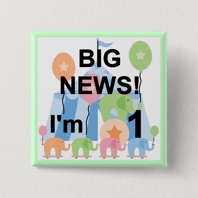 Bóton Quadrado 5.08cm Camisetas e presentes de primeiro aniversario de C (Frente)