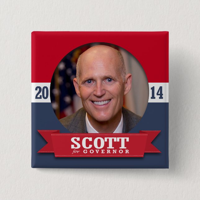 BÓTON QUADRADO 5.08CM CAMPANHA RICK SCOTT (Frente)