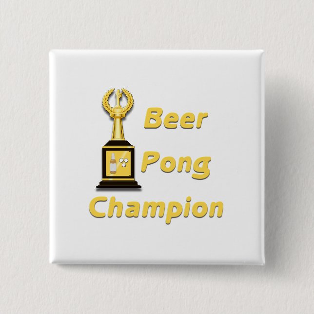 Bóton Quadrado 5.08cm Campeão de Beer Pong (Frente)