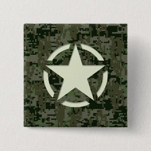 Bóton Quadrado 5.08cm Camuflagem Verde Decal de Estêncil Estelar