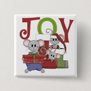 Bóton Quadrado 5.08cm Camundongos JOY Camisas de Natal e presentes