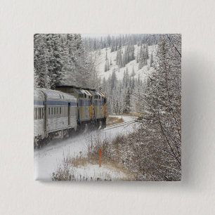 Bóton Quadrado 5.08cm Canadá, Alberta. Trem de neve da VIA Rail entre